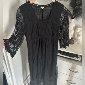 Reba Black Lace Long Sleeve Dress
